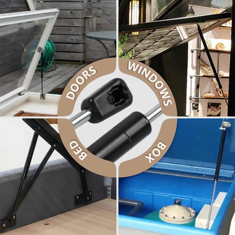 10 Inch Gas Struts With 35 Pound Force Smooth Lift Supports For RV Doors Truck Toolboxes And Camper Shells No Sweat Operation with various uses.