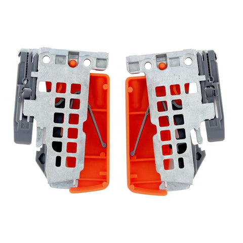 Pro Grade Heavy Duty Zinc Tandem Drawer Slide Locking Device Set For B562 And B568 Series Smooth Orange Finish side view of two locking devices.