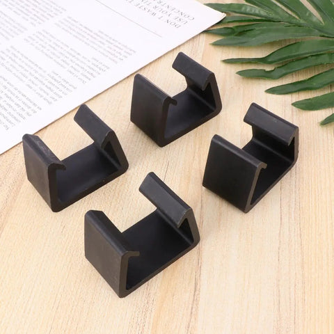 Four Pack Plastic Sectional Sofa Clips for Rattan Furniture, Easy To Remove Chair Fasteners with Simple Shape, Black Connectors