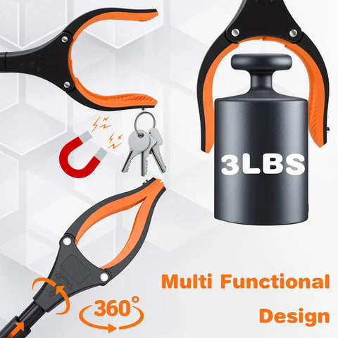 3 Pack 32 Inch Reacher Grabber Tool Set With Foldable Design 360 Degree Rotating Jaw And Magnetic Tip Lightweight Litter Picker For Seniors Trash Pickup Garden Nabber Outdoor Cleanup