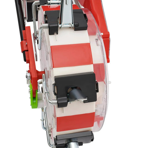 Close-up of Manual Seeder With 7 Nozzles Handheld Seeding Machine showing adjustable seed roller mechanism and nozzles.