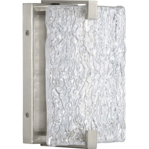LED Stone Glass Wall Sconce In Brushed Nickel ADA Compliant Modern Dope Lighting For Hallways And Bathrooms Energy Efficient Ambient Glow Easy Mount Hardware