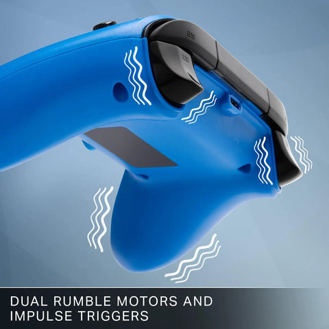Officially Licensed Symmetric Wired Xbox Controller in Blue for Series X and S, Game Ready for Xbox and PC, showing impulse triggers