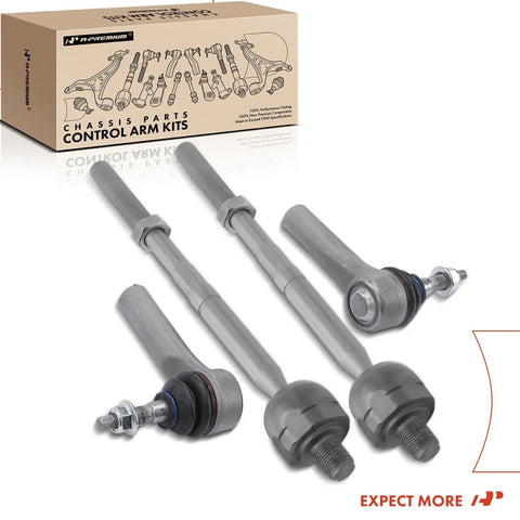 Ford Mustang Front Inner And Outer Tie Rod End Kit Replacement For 2015 2016 2017 2018 2019 Models Direct Fit Steering Tie Rods To Fix Loose Steering And Squeaky Clunky Noises. 4-piece metal tie rod ends with box packaging