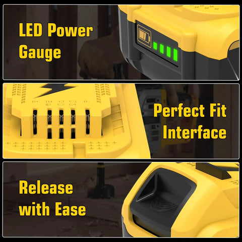 Two Pack 3600mAh 20V NiMH Battery And DC9310 Charger Kit For Dewalt 20V Tools LED power gauge and design features