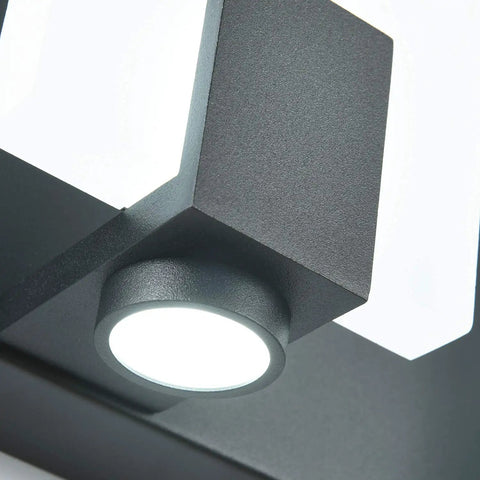 Close-up of Matte Black Dimmable LED Vanity Lights For Bathroom Above Mirror Kit With Four Fixtures Sleek Bright LED Vanity
