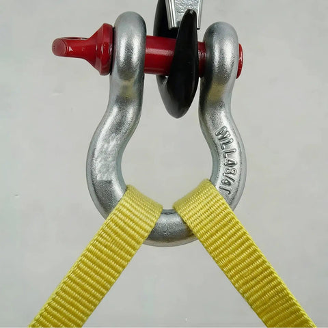 Alloy Steel Bow Shackle With Bolt Pin Anchor Type For Rigging And Lifting Up To WLL 55 Tons connecting yellow strap