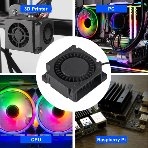 Top Shelf 6 Pack 4010 Blower Fan Dc 24v Turbo Cooling Module 40 By 40 By 10 Mm displayed alongside various electronics.