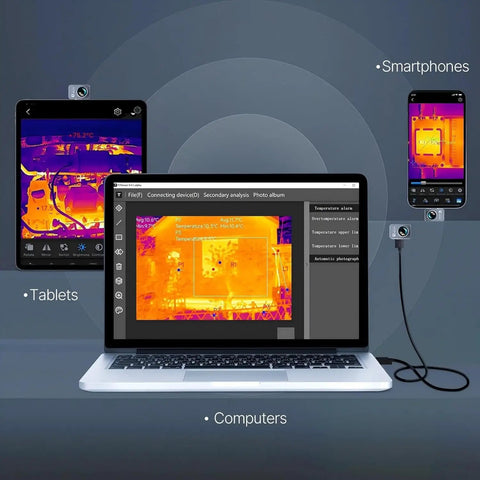 Pocket Sized Android Thermal Imager With Macro Lens P2 Pro Infrared Camera 512x384 Resolution 15x Zoom connected to devices