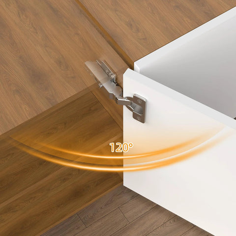 Soft Close Cabinet Hinges For Frameless Cabinets, 120 Degree Full Overlay, 45mm Euro Concealed Hinge, installed view