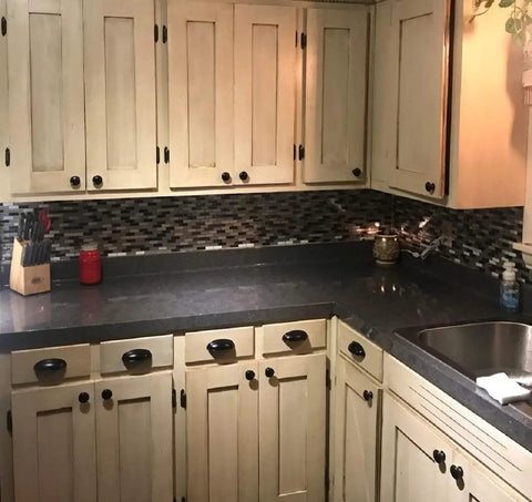 Kitchen Countertop Vinyl Wrap Self Adhesive Matte Gray Soapstone Look Peel And Stick For DIY Reno And Decor in a kitchen setting