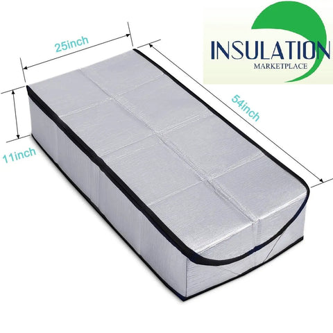 Attic Door Insulation Cover R-15 25x54x11 With Double Bubble Aluminum Foil And Heavy Duty Zipper shown with measurements