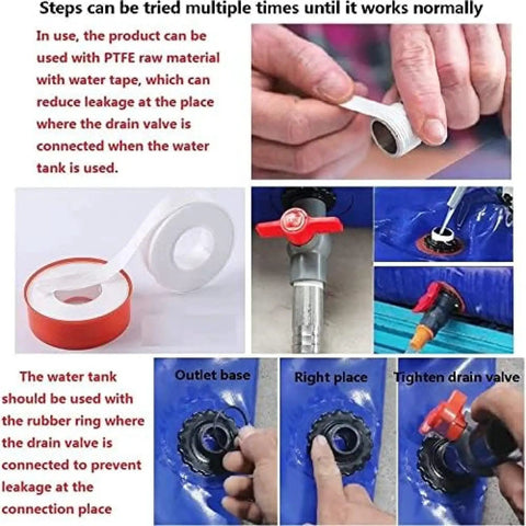 Guide to using PTFE tape on Foldable Water Storage Bladder With Faucet 330L Big Collapsible Portable Water Tank connections.