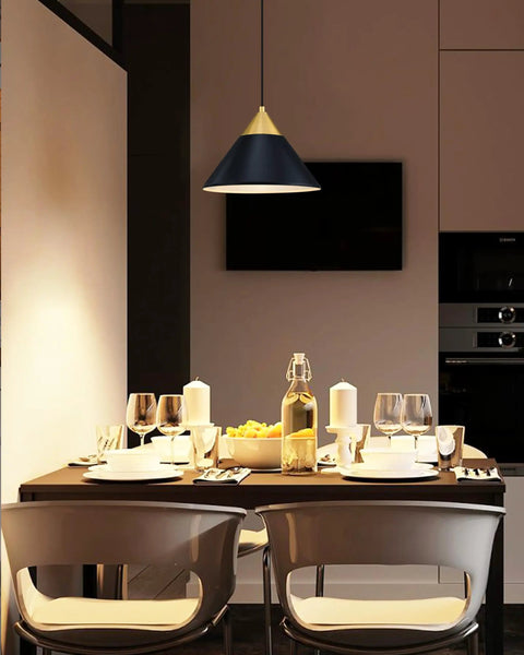 Dining room with Dope Modern Industrial Gold Pendant Lights 12 Inch Hanging Ceiling Fixtures Three Pack Black Finish