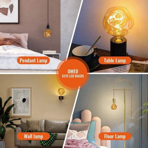 Oversized LED Edison Bulb 5W 400 Lumens 2200K Warm Amber Glass Globe used in pendant, table, wall, and floor lamps