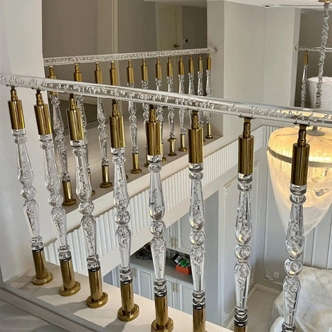 Slick Transparent Acrylic Balusters For Inside Stairs And Deck Railings Featuring Hella Tough Metal Brackets and Flex Install Posts.