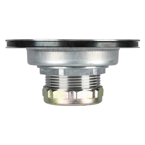 Flat Top Shower Drain Strainer For Mobile Homes And RVs Chrome Finish 4 And A Half Inch Outer Flange Durable Metal Construction