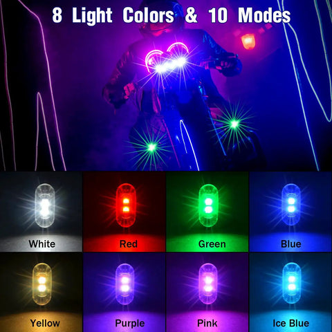 Wireless LED Strobe Lights With Remote Control 8 Color Rechargeable Anti Collision Emergency Warning Kit display