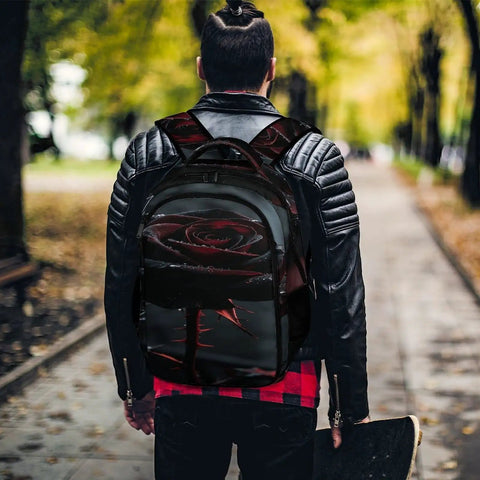Thorny Wet Rose Printed Unisex Backpack With Big Capacity Durable Polyester Breathable Comfort Sturdy Zipper Everyday Carry Daypack