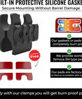 Rugged Shotgun Barrel Clamp Mount With Rubber Pads For 12 Gauge Guns, highlighting built-in protective silicone pads