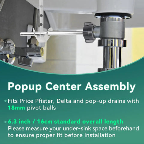 Hassle Free Swap Two Piece Sink Pivot Rod Replacement With 18 Mm Ball And Pop Up Center Piece Assembly For Delta And Price Pfister Drains Six Point Three Inches Fast Install under sink installation example.