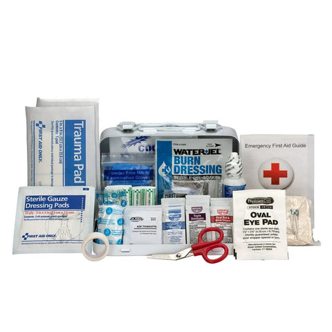 ANSI A 2015 And OSHA Compliant 71 Piece First Aid Kit with bandages, gauze, scissors, and ointments for office, home, car, job sites.