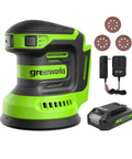 Cordless 24V 5-Inch Random Orbital Sander Kit with Variable Speed, 2Ah Battery and Charger Included, Lightweight with Discs