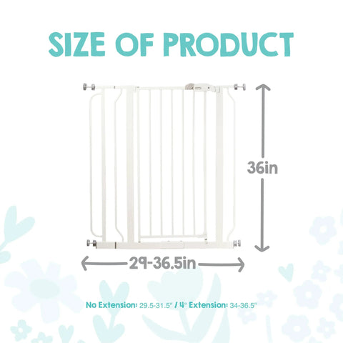 36-Inch Extra Tall Baby Gate For Doorways And Bottom Of Stairs, Pressure Mounted Walk-Through Gate, 29-36.5 inches wide