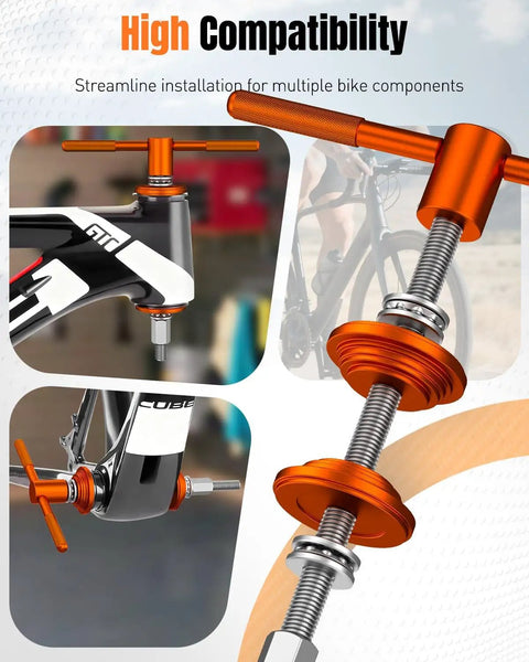 Heavy Duty Pro Grade Bicycle Headset Press Tool with Aluminum Alloy Construction and Anodized Finish for bike assembly