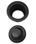 Top view of Combo Pack Post Style Kitchen Sink Basket Strainer and Waste Disposal Drain Flange with Stopper Matte Black Solid Brass Construction