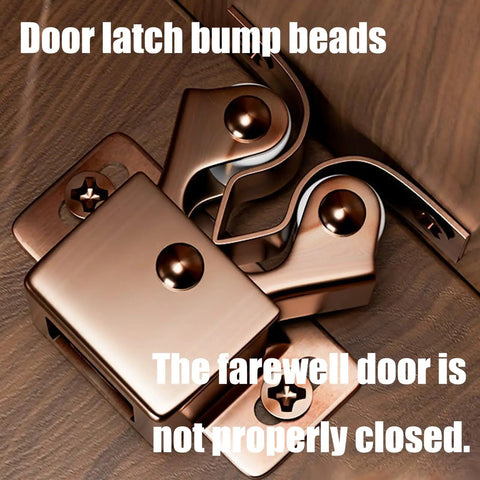 Double Roller Cabinet Catches For Sliding Doors And Drawers Made From Durable Metal Hardware that won't warp, showing bronze door latch on wooden background.