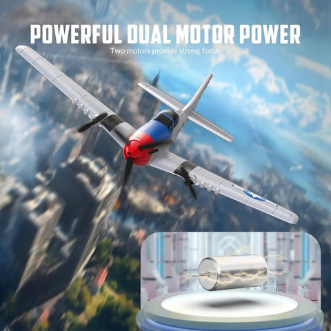 P 51D Mustang RC Plane For Beginners With 3 Channel Remote Control And 2 4Ghz Radio 6 Axis Gyro Stabilizer in flight
