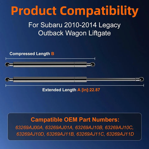Subaru Liftgate Lift Support Struts For Legacy Outback Wagon 2010 2011 2012 2013 2014 Direct Replacement Rear Hatch Tailgate