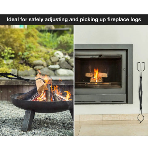 Built Tough Campfire Tongs With Smart Scissor Grip And Powder Coated Steel Frame This 26 Inch Log Grabber handles logs in outdoor and indoor fire setups.