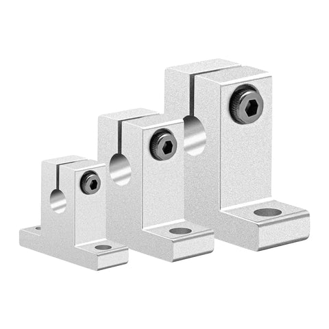 Three different sizes of Four Pack SK12 Aluminum Linear Shaft Supports With Clamping Guide Sliding Table Holder Oxidized Vertical Optical Axis Bracket