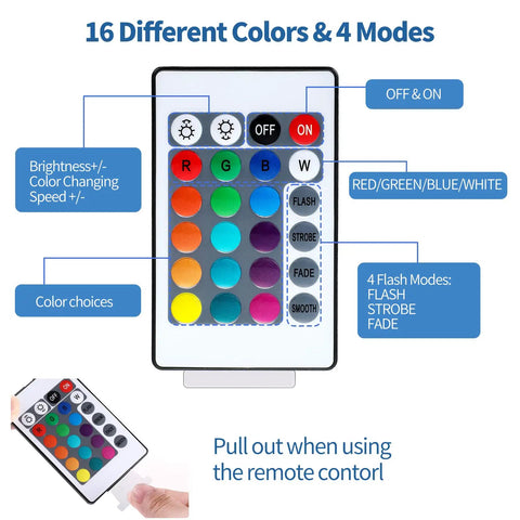 Remote control for 35 Pack 3D LED Light Bases With Remote Control 16 Colors USB Powered Acrylic Night Lamps Stand
