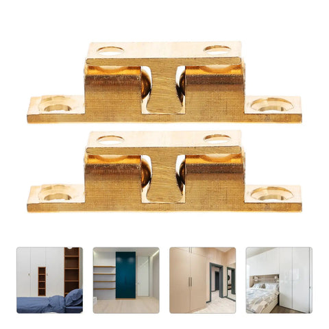 Brass Ball Catch Set For Cabinet Doors With Screws 6 Pack Easy Installation Hidden Door Latch Hardware, gold finish, close-up view