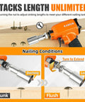 Image of Dope Lightweight Pneumatic Decorative Nailer showing nail adjusting capabilities for upholstery and furniture.