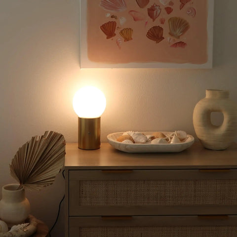 Kai LED Table Lamp With USB Port Tiny Bedside Reading Modern Desk Lamp Nightstand Light With Ambient Glow Vibe, brass finish