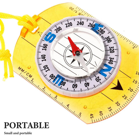Portable Orienteering Compass With Luminous Pointer and Ruler, Lightweight Outdoor Navigation Tool for Hiking and Camping.