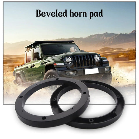 Get Your Sweet Ride Hooked Up With Premium 6.5 Inch Car Speaker Spacer Rings And Mounting Brackets 4 Pack In Sleek Black on a vehicle backdrop.