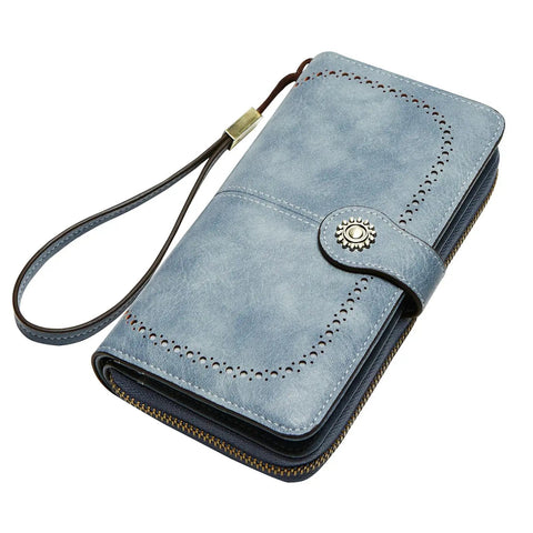 RFID Blocking Vegan Leather Wallet For Women With Large Capacity Card Holder And Phone Clutch Wristlet Purse For Travel And Daily Use