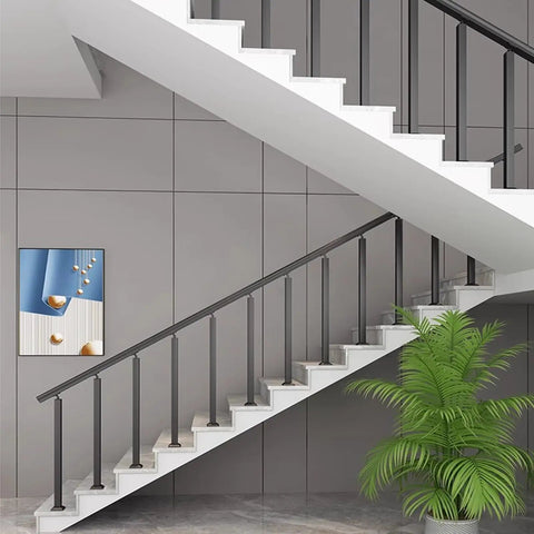 Step Up Your Game With These Next Level Wrought Iron Railing Spindles, Heavy Duty Floor Mount Posts, Rust Proof Powder Coated Finish, Set Of 10, Built Like A Tank For Stairs And Decks, 440 Lb Load Rating on elegant indoor staircase.