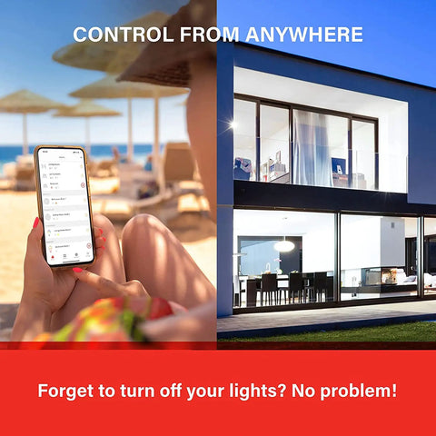 Phone controlling No Hub Smart Light Bulb For Google Home Control, WiFi LED A19 Bulb With 800 Lumens remotely from outdoors