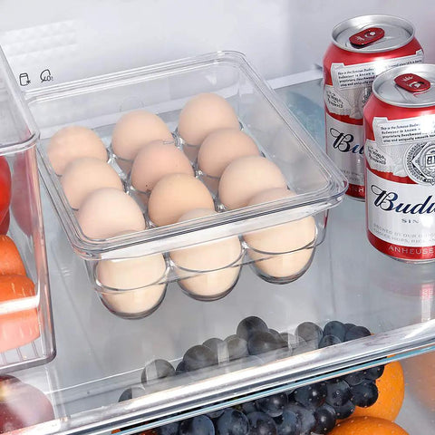 Stackable Egg Holder Organizer For Fridge And Freezer With Clear BPA Free Tray And Lids 12 Egg Capacity Kitchen Storage