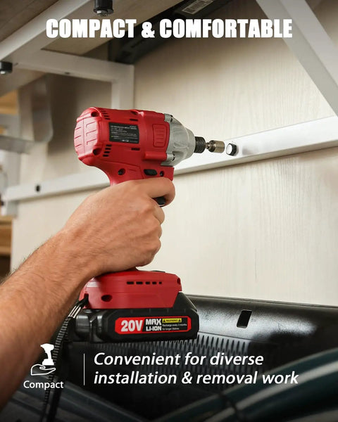 Person using 20V Brushless Impact Driver Kit With Two-Speed Variable Speed, Cordless Power For Quick, No-Nonsense DIY And Pro Jobs