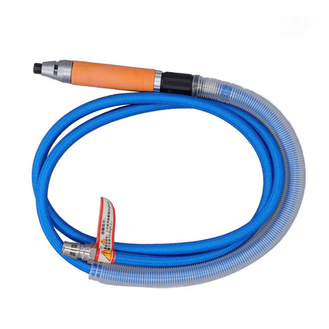 Lightweight Pneumatic Grinding Pen Straight Handle with blue hose and orange grip for auto repair and engraving tasks.