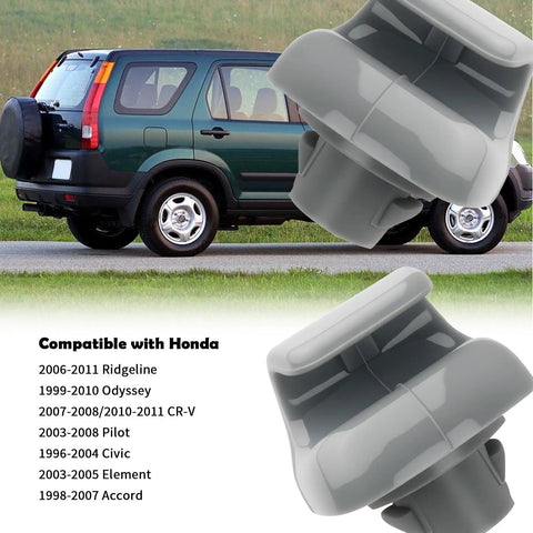 2 Pack Sun Visor Clip Replacement For Honda Cars OEM Style Clip Hook Durable Car Sun Visor Clip For Honda Civic Accord CR V Pilot Odyssey Ridgeline Easy Install Must Have Vehicle Interior Accessory close-up of clips with a green SUV in background