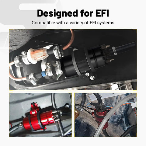 External Inline Fuel Pump 12V-13.5V High Flow 255 LPH, 115 PSI installation under car with 52mm Bracket Clamp
