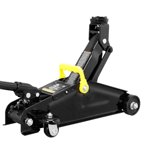 Heavy Duty Hydraulic Floor Jack And Two Adjustable Steel Jack Stands Featuring Two Ton Four Thousand Pound Lifting Power designed for efficient garage work